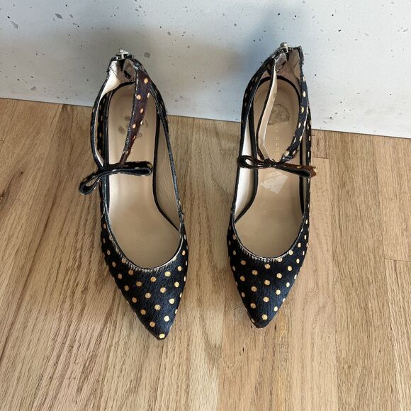 Loeffler Randall Alba demi platform black brown Polka Dot Calf Hair Pumps 8B - Picture 7 of 15